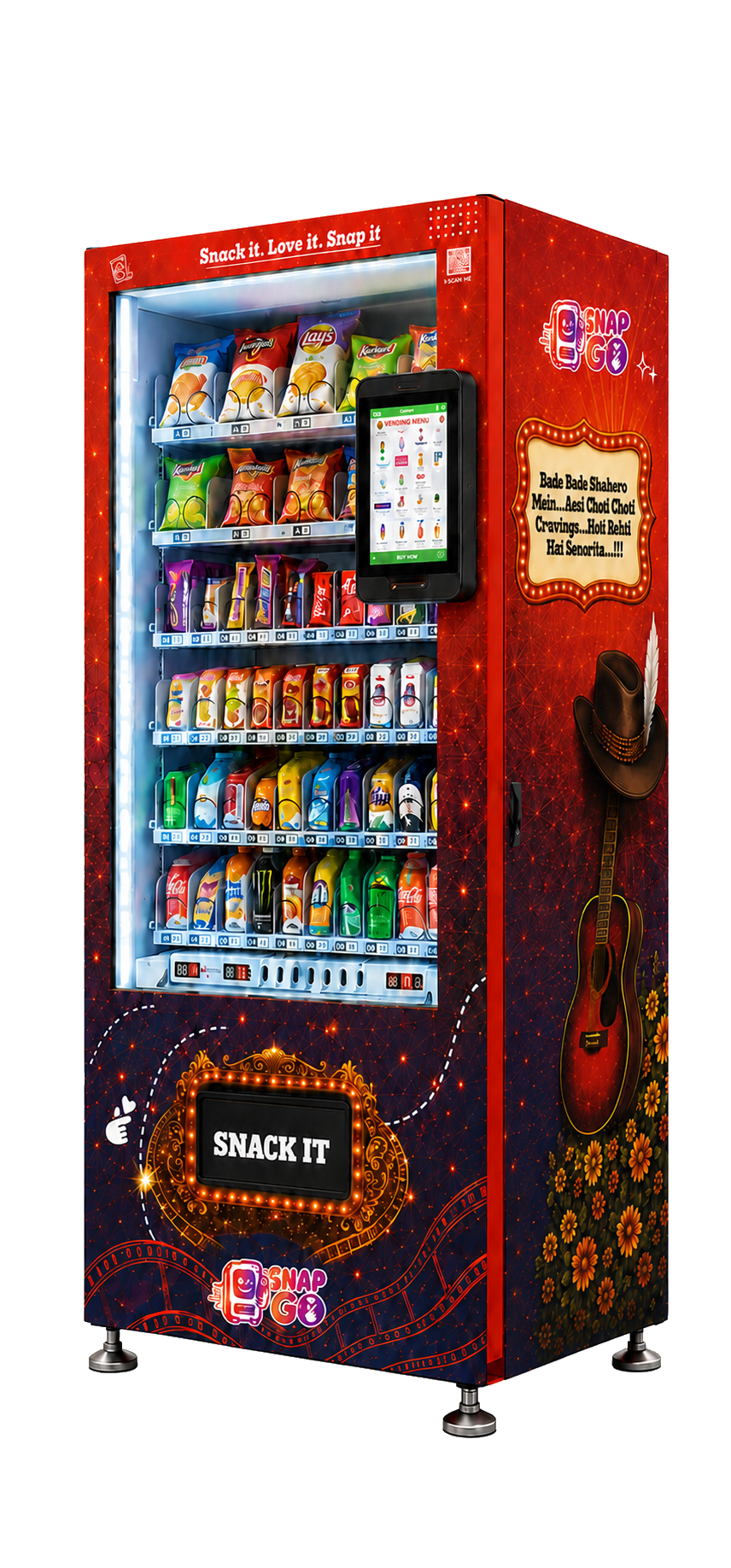 Updated cultural red SnapGo branded vending machine